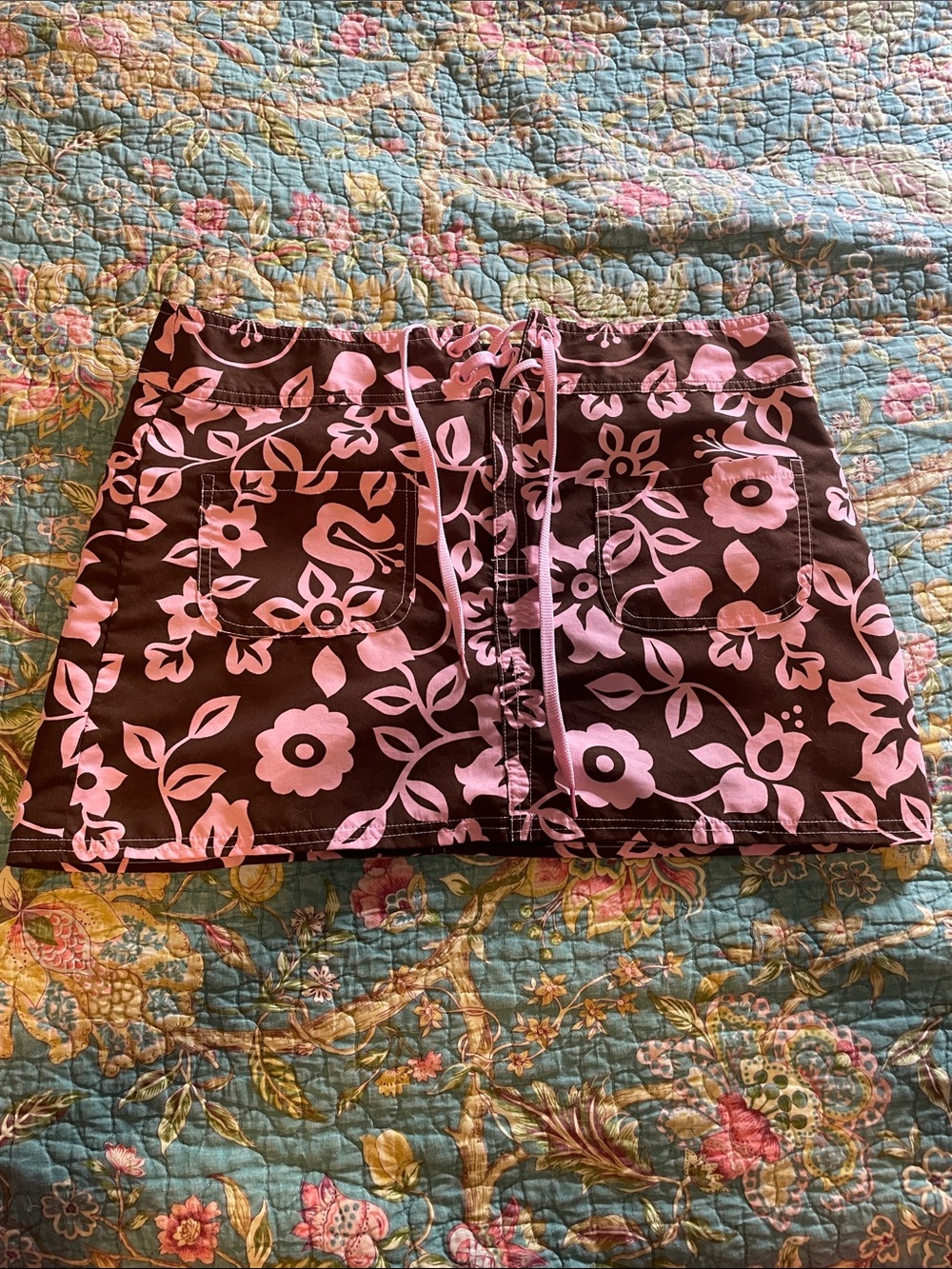 Y2K Style Floral Print Mini Swim Skirt